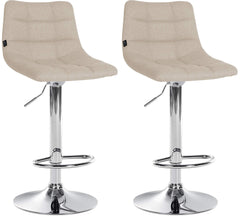 2er Set Barhocker Jerry Stoff chrom - creme
