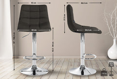 2er Set Barhocker Jerry Stoff chrom - dunkelgrau