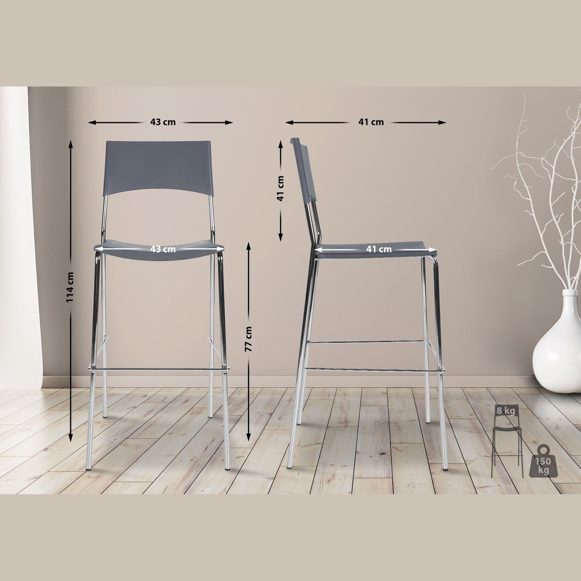 Barhocker Genua - grau - InfinityMarket