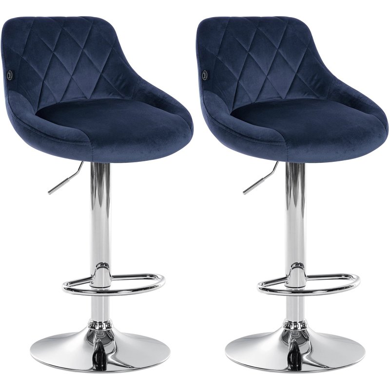 2er Set Barhocker Lazio Samt chrom - blau