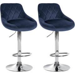 2er Set Barhocker Lazio Samt chrom - blau