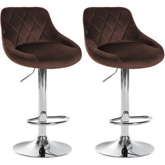 2er Set Barhocker Lazio Samt chrom - braun