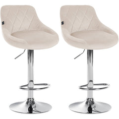 2er Set Barhocker Lazio Samt chrom - creme