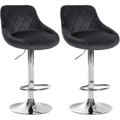 2er Set Barhocker Lazio Samt chrom - dunkelgrau