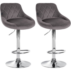 2er Set Barhocker Lazio Samt chrom - grau