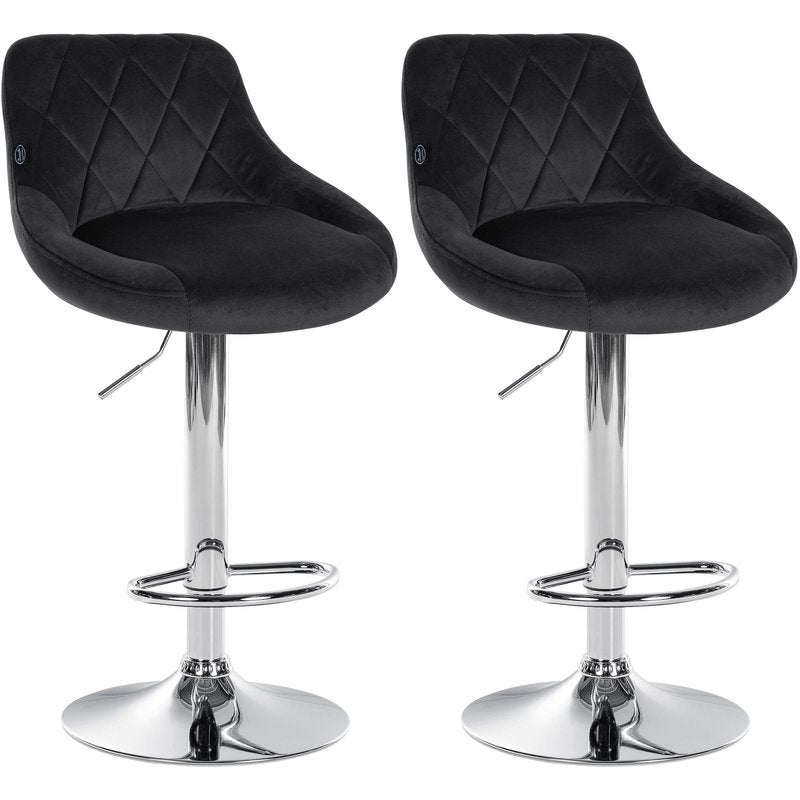 2er Set Barhocker Lazio Samt chrom - schwarz