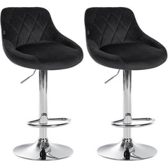 2er Set Barhocker Lazio Samt chrom - schwarz