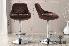 2er Set Barhocker Lazio Samt chrom - braun
