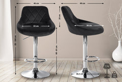 2er Set Barhocker Lazio Samt chrom - schwarz