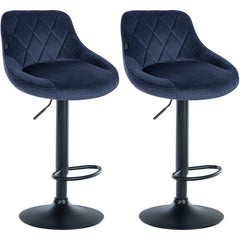 2er Set Barhocker Lazio Samt schwarz - blau