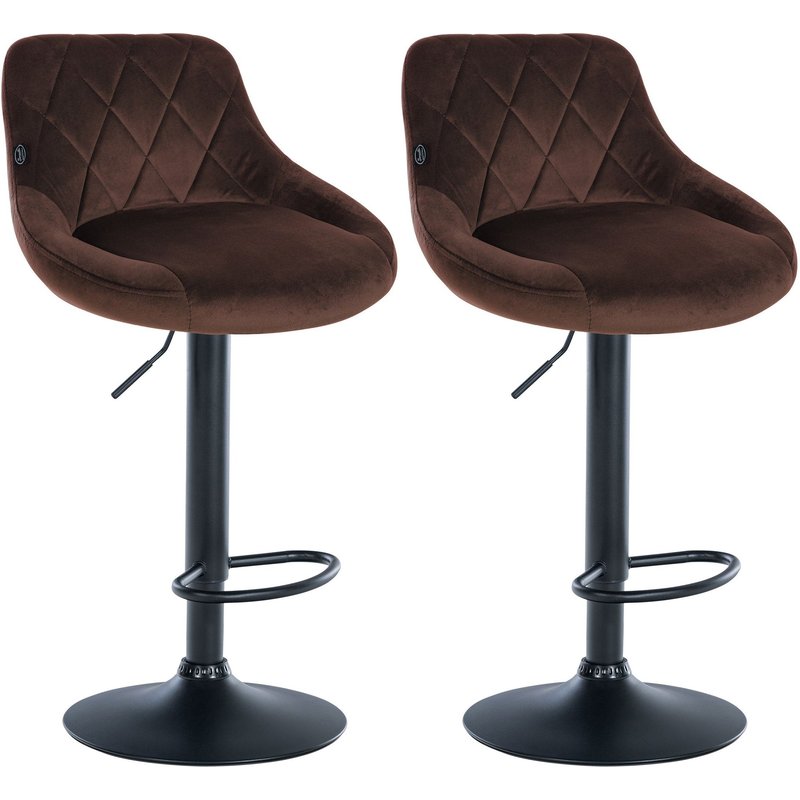 2er Set Barhocker Lazio Samt schwarz - braun