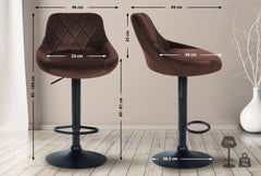 2er Set Barhocker Lazio Samt schwarz - braun