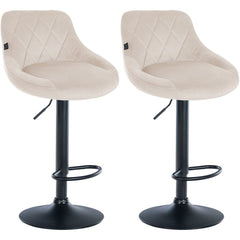 2er Set Barhocker Lazio Samt schwarz - creme