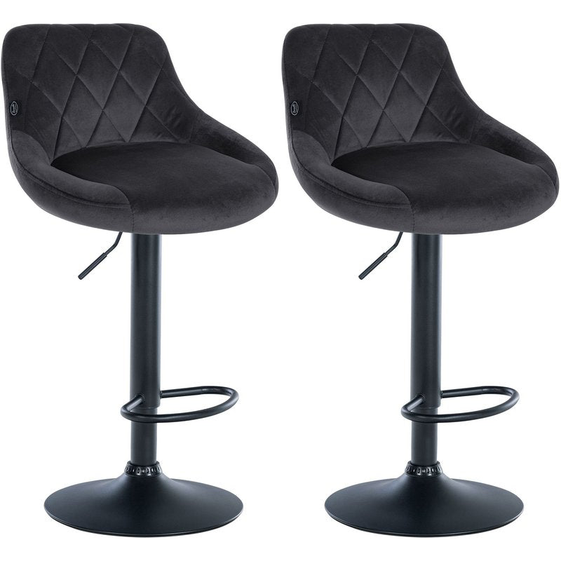 2er Set Barhocker Lazio Samt schwarz - dunkelgrau