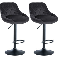 2er Set Barhocker Lazio Samt schwarz - dunkelgrau