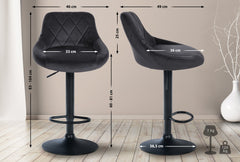 2er Set Barhocker Lazio Samt schwarz - dunkelgrau
