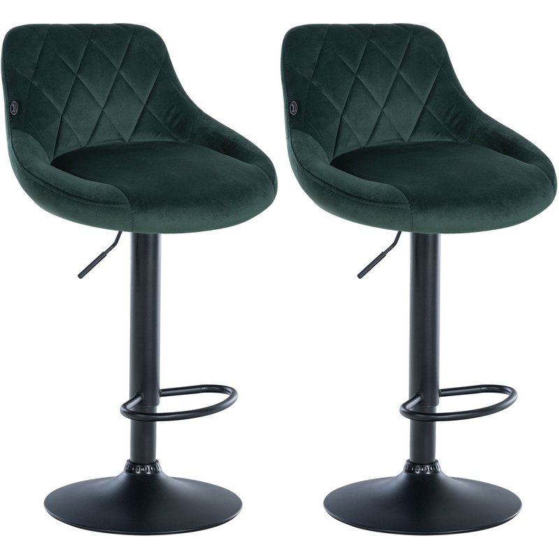 2er Set Barhocker Lazio Samt schwarz - dunkelgr�n