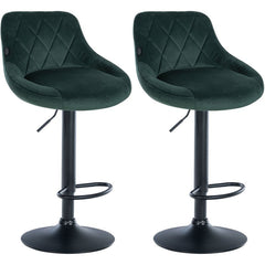 2er Set Barhocker Lazio Samt schwarz - dunkelgr�n