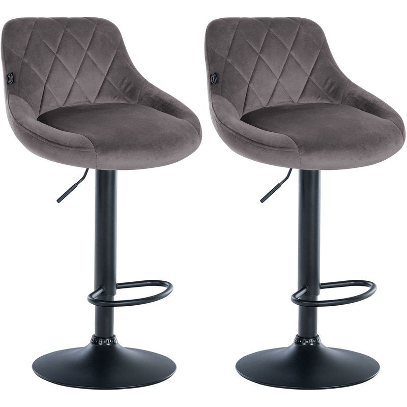 2er Set Barhocker Lazio Samt schwarz - grau