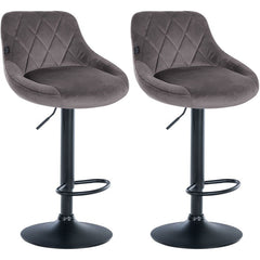 2er Set Barhocker Lazio Samt schwarz - grau