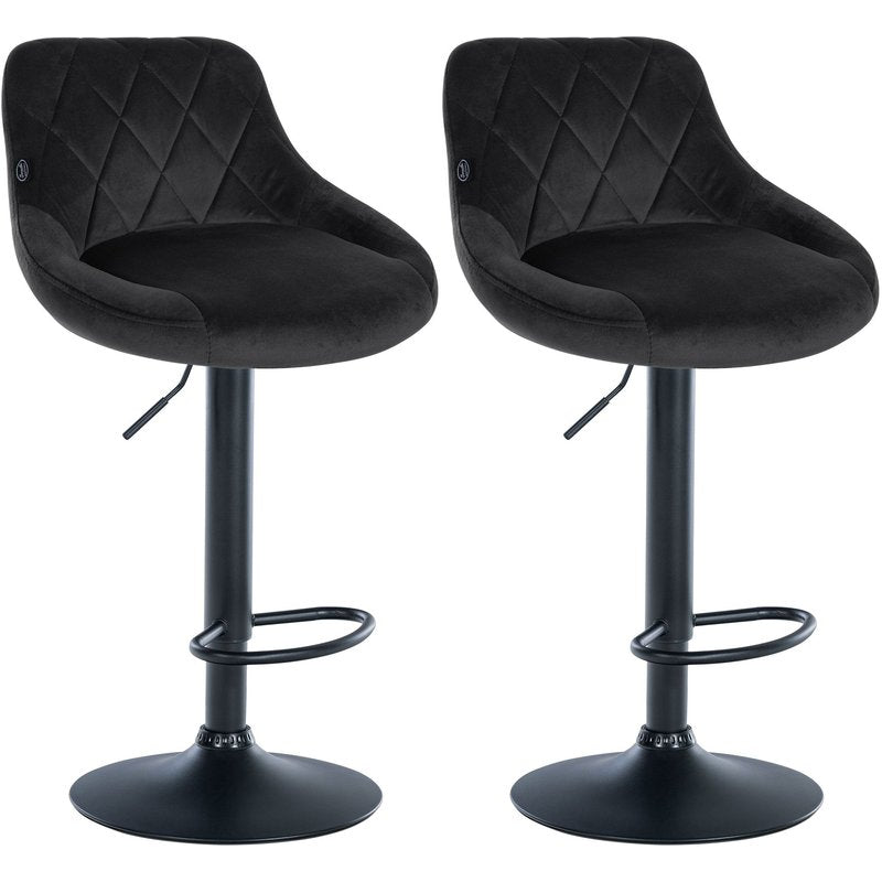 2er Set Barhocker Lazio Samt schwarz - schwarz