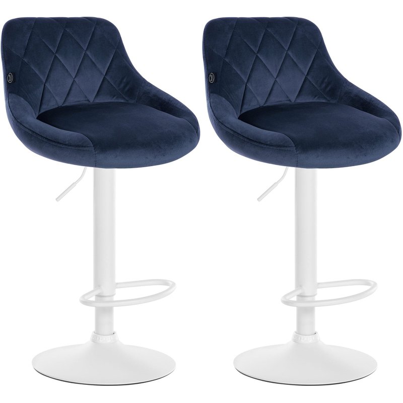 2er Set Barhocker Lazio Samt wei� - blau