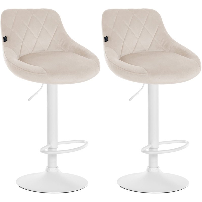 2er Set Barhocker Lazio Samt wei� - creme