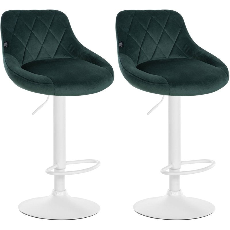 2er Set Barhocker Lazio Samt wei� - dunkelgr�n