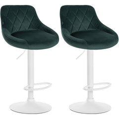 2er Set Barhocker Lazio Samt wei� - dunkelgr�n