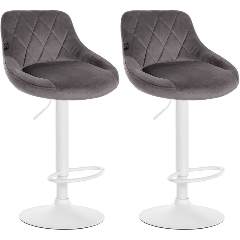 2er Set Barhocker Lazio Samt wei� - grau