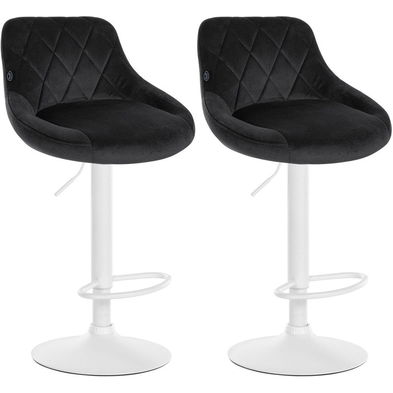 2er Set Barhocker Lazio Samt wei� - schwarz