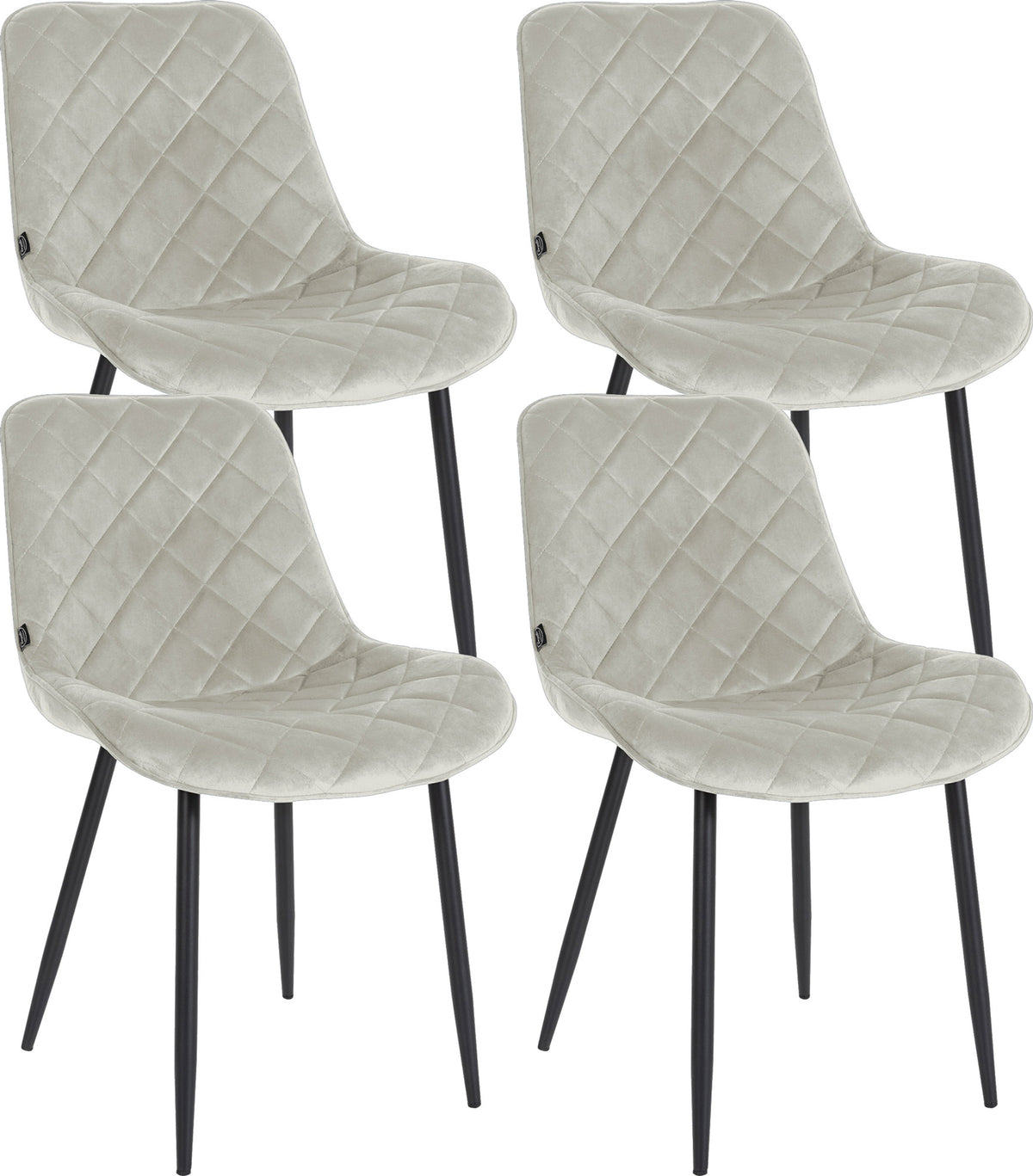 4er Set Stühle Springs Samt - creme