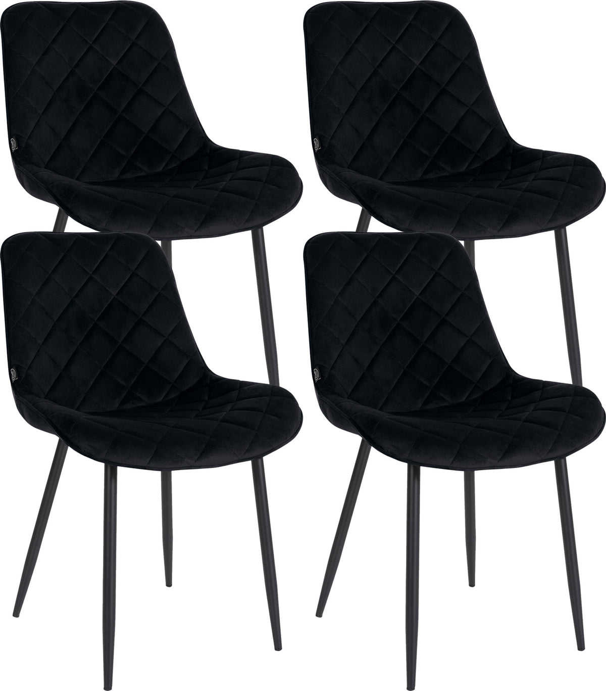 4er Set Stühle Springs Samt - schwarz