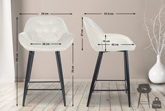 2er Set Barhocker Gibson 76 Samt - creme