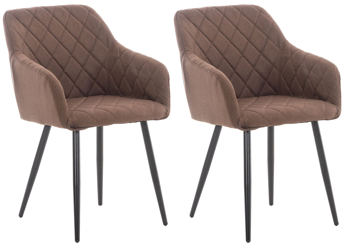 2er Set Esszimmerstuhl Shila Stoff - braun
