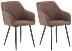 2er Set Esszimmerstuhl Shila Stoff - braun