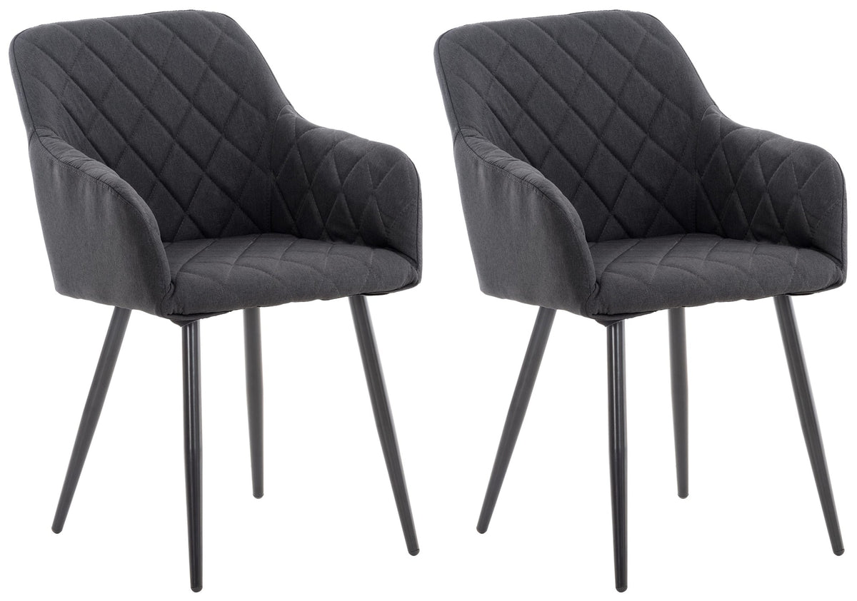 2er Set Esszimmerstuhl Shila Stoff - schwarz