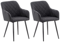 2er Set Esszimmerstuhl Shila Stoff - schwarz