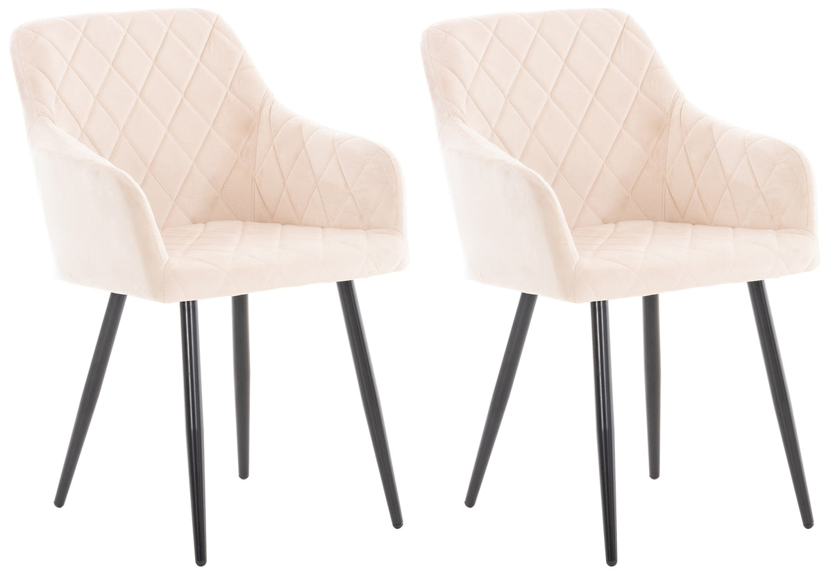 2er Set Esszimmerstuhl Shila Samt - beige