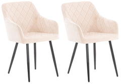 2er Set Esszimmerstuhl Shila Samt - beige