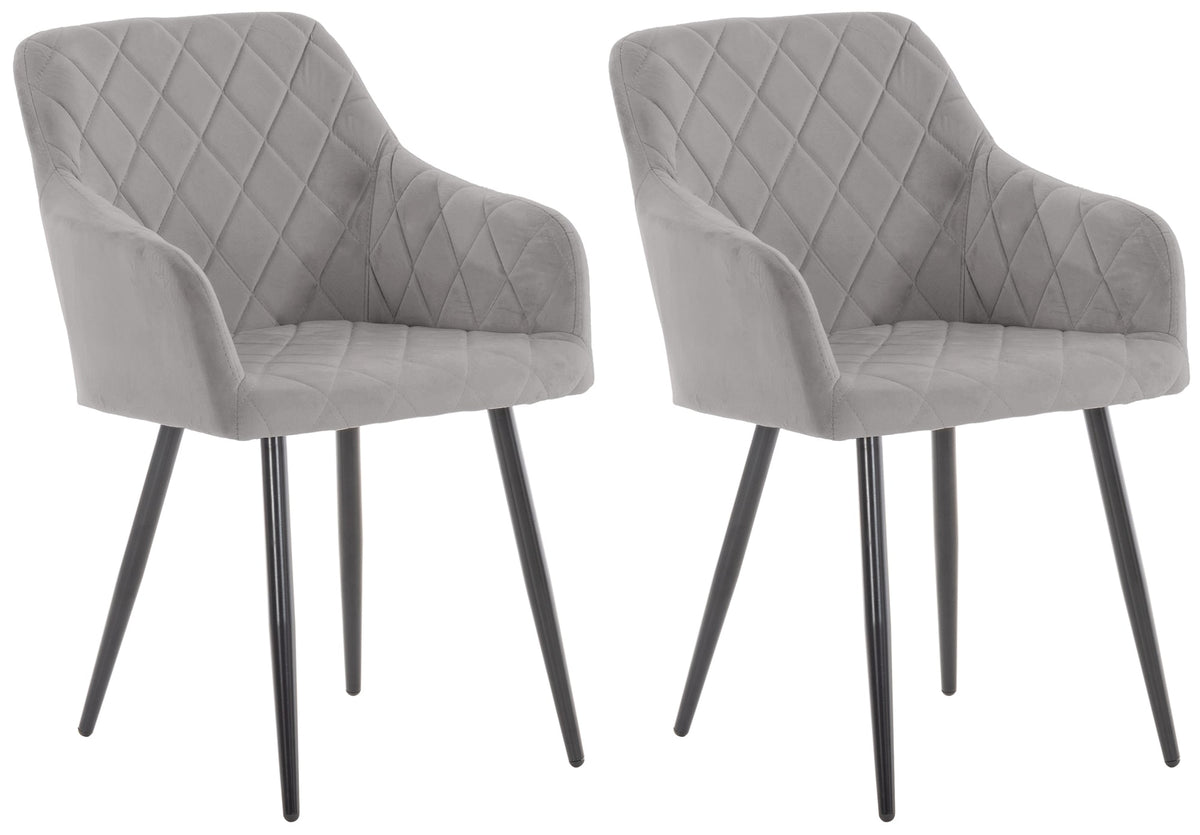 2er Set Esszimmerstuhl Shila Samt - grau