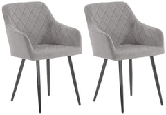 2er Set Esszimmerstuhl Shila Samt - grau