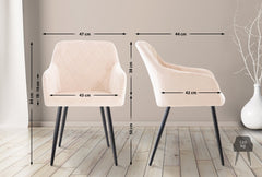2er Set Esszimmerstuhl Shila Samt - beige