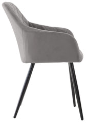 2er Set Esszimmerstuhl Shila Samt - grau