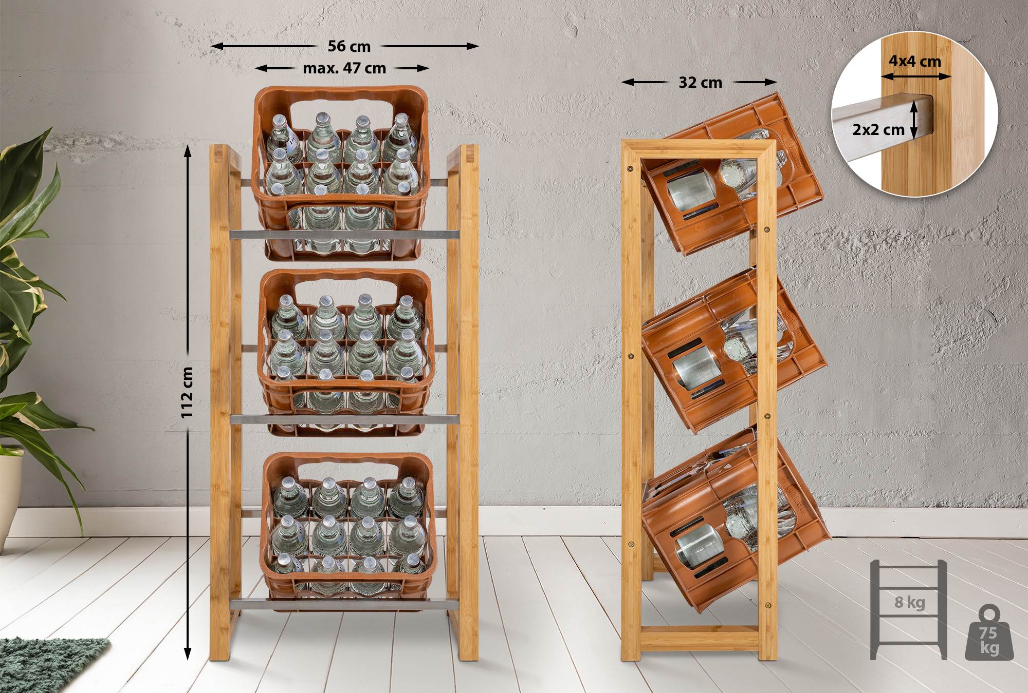 3er Getr�nkekistenst�nder Robin - natura by Dropshipping-Europe – M�bel