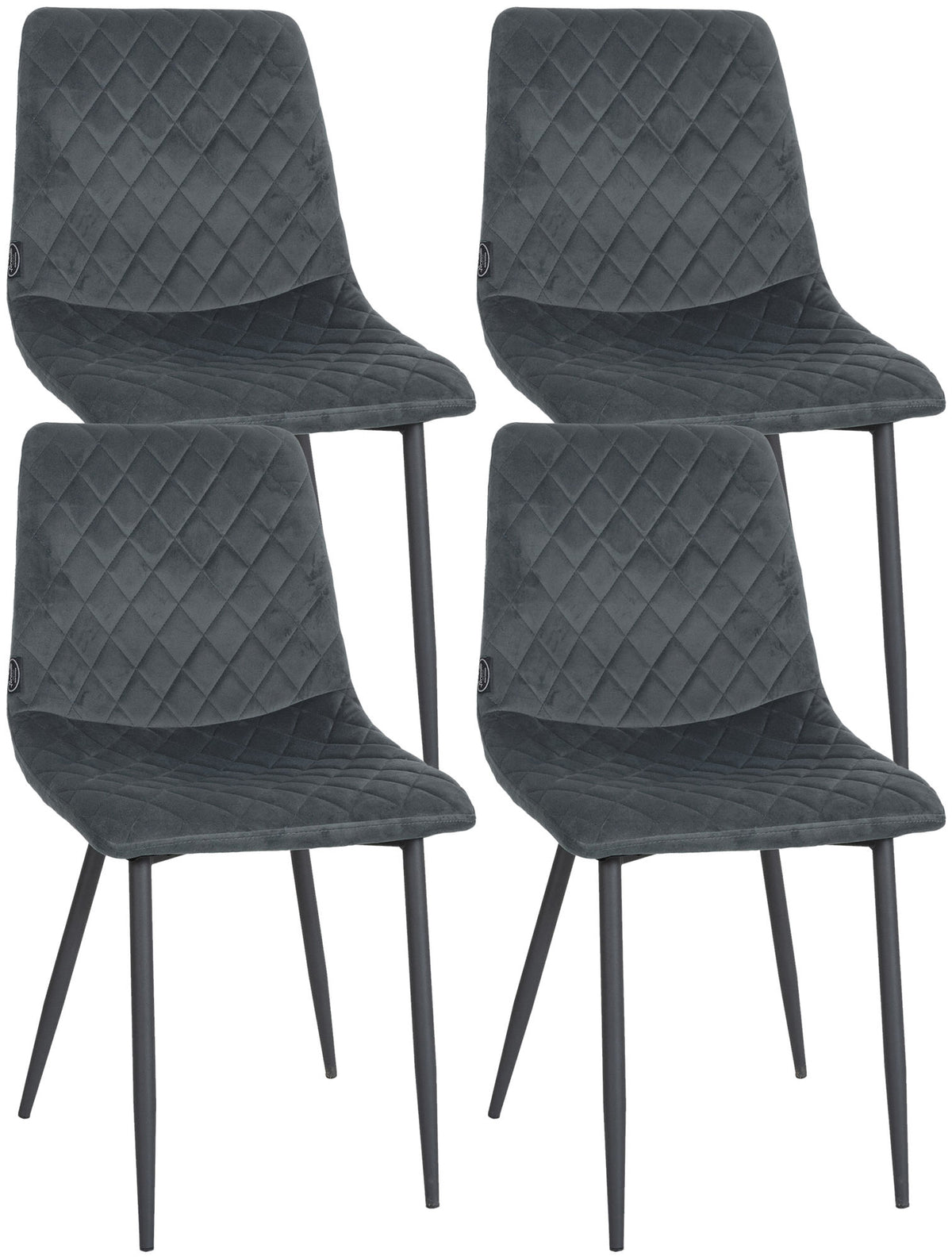 4er Set Stühle Telde Samt - dunkelgrau