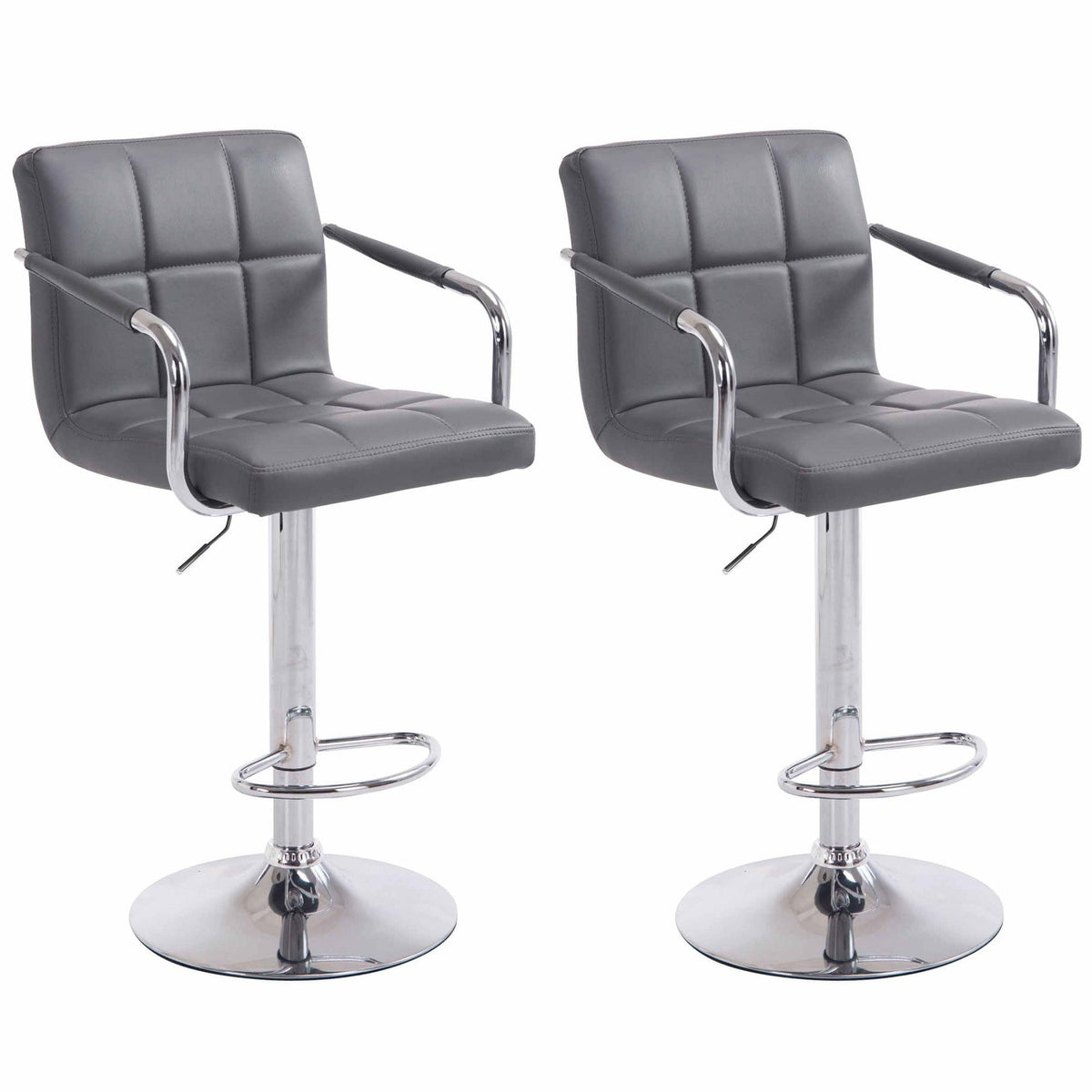 2er Set Barhocker Lucy V2 chrom - grau