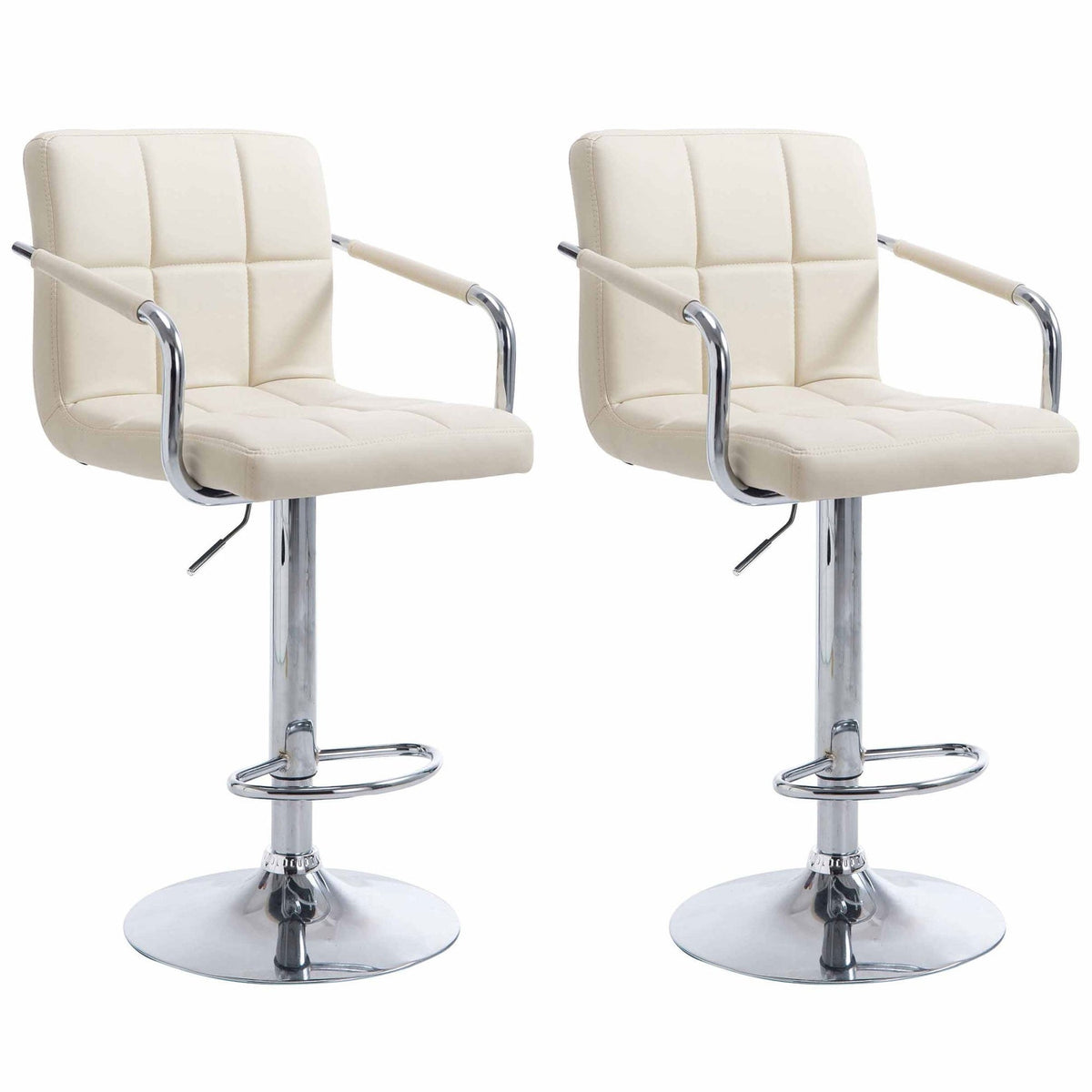 2er Set Barhocker Lucy V2 chrom - creme