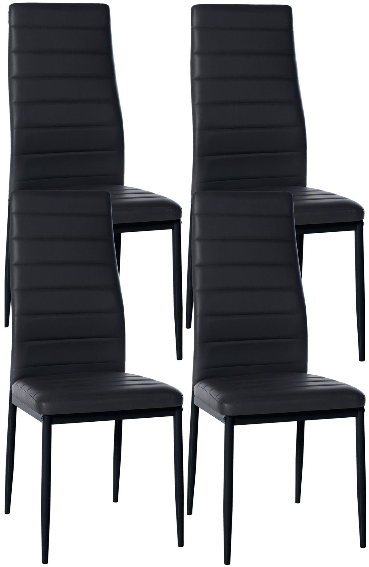 4er Set Esszimmerstühle Mayfair Kunstleder - schwarz