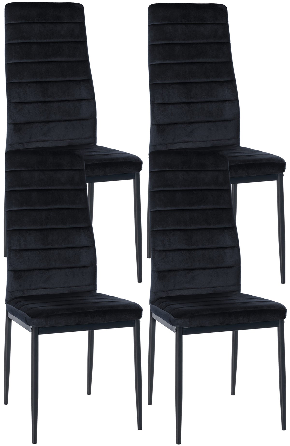 4er Set Esszimmerstühle Mayfair Samt - schwarz